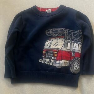 Boys knitted gap sweater with firetruck motif 2T